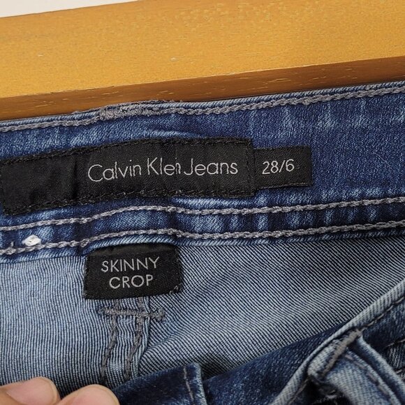 Calvin Klein | Blue Jean Denim Skinny Crop Capri Pants Stretch Classic 6 - Picture 4 of 11